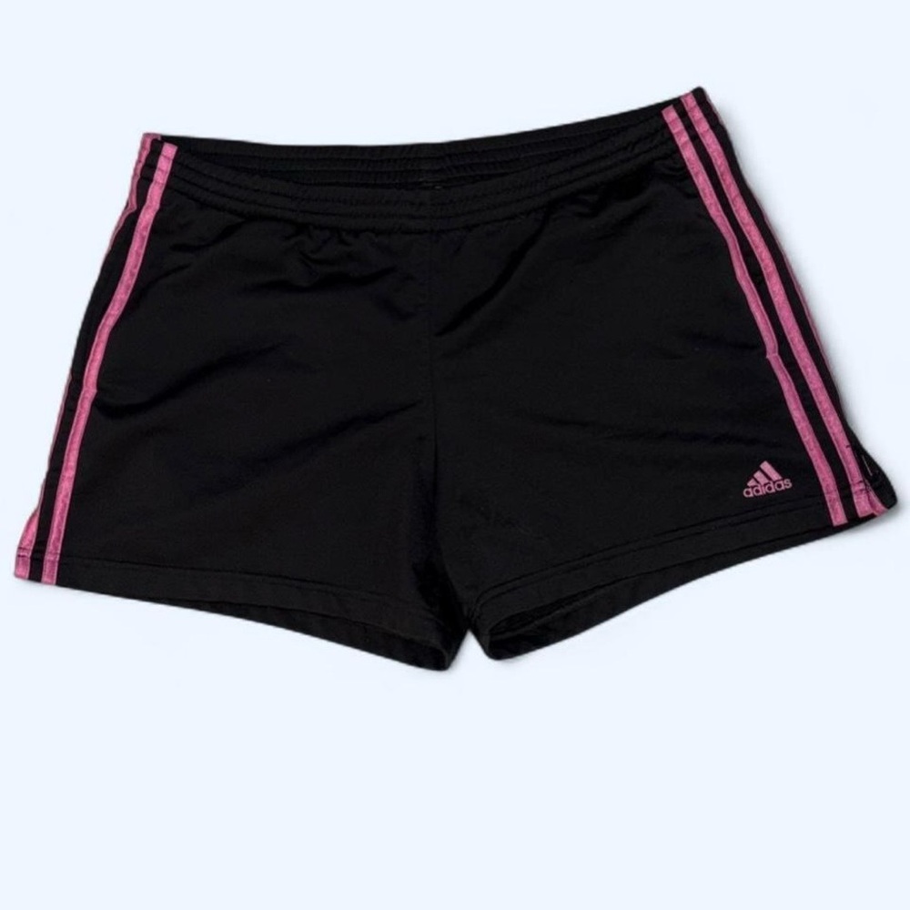 adidas Black Women's Athletic Shorts with Pink Stripes